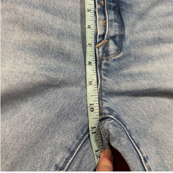 Good American Good Boy Flare‎ Jeans Distressed Hem Slit Light Wash Size 0 NWT - Picture 11 of 14